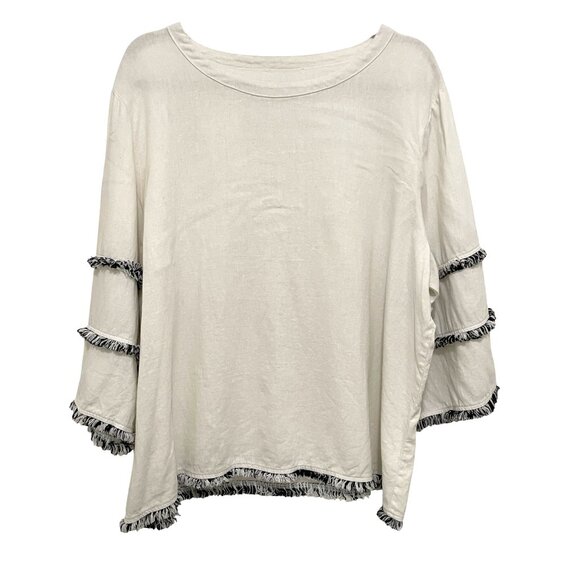 Cynthia Rowley Top Womens L White Linen Blend Relaxed Fit Boho Chic - Picture 1 of 7